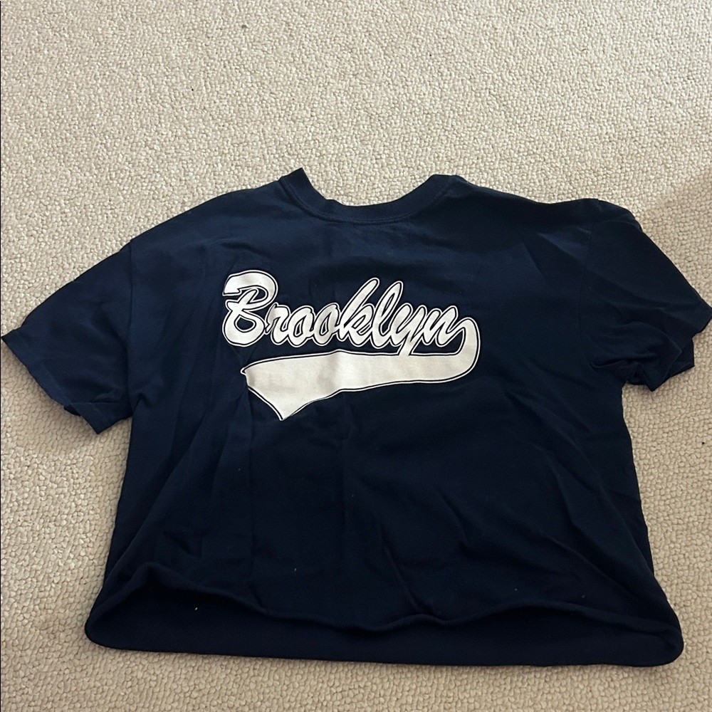 Gildan Navy and White Graphic Tee